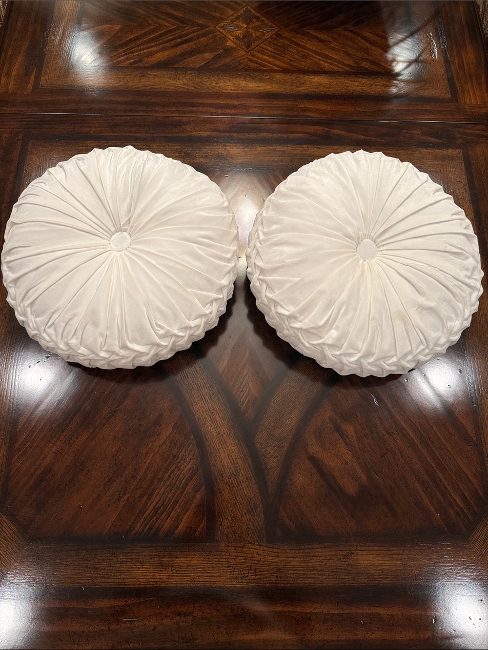 18x18 Round Ruched Decorative Throw Pillow - White